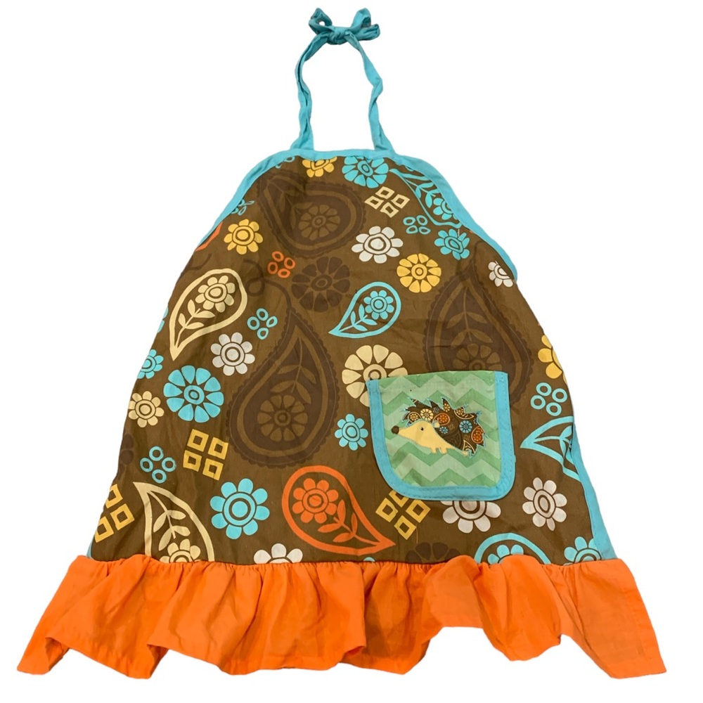 NWT Kids Apron Fall Colors Porcupine Pocket Brown Orange‎